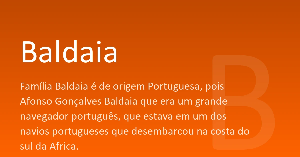 Baldaia | Significado, origem e curiosidades do nome
